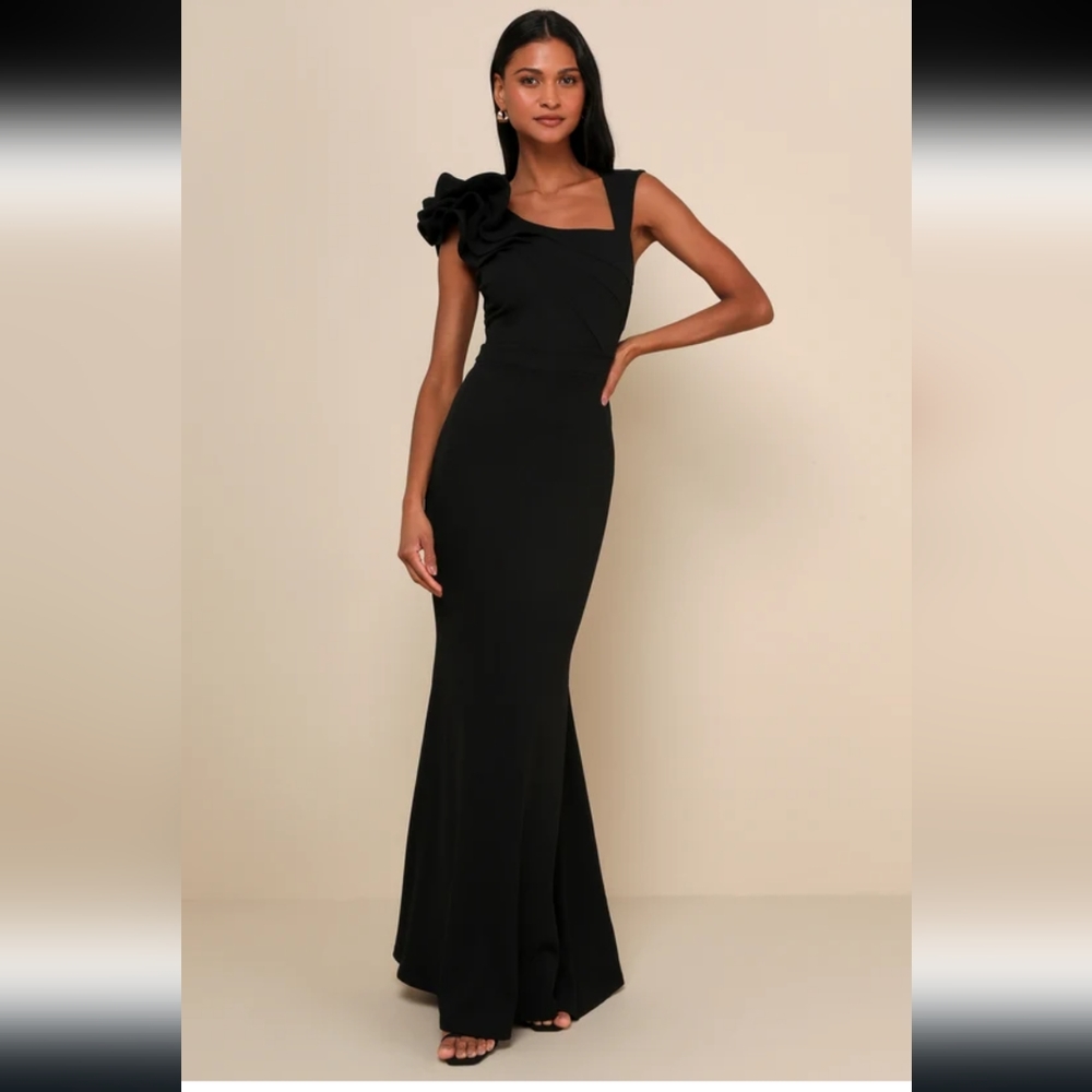 LULUS  BLACK MERMAID MAXI DRESS MEDIUM